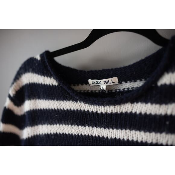 ALEX MILL Jaime Striped Sweater in Navy Ivory Pullover Large NWT - Picture 3 of 4